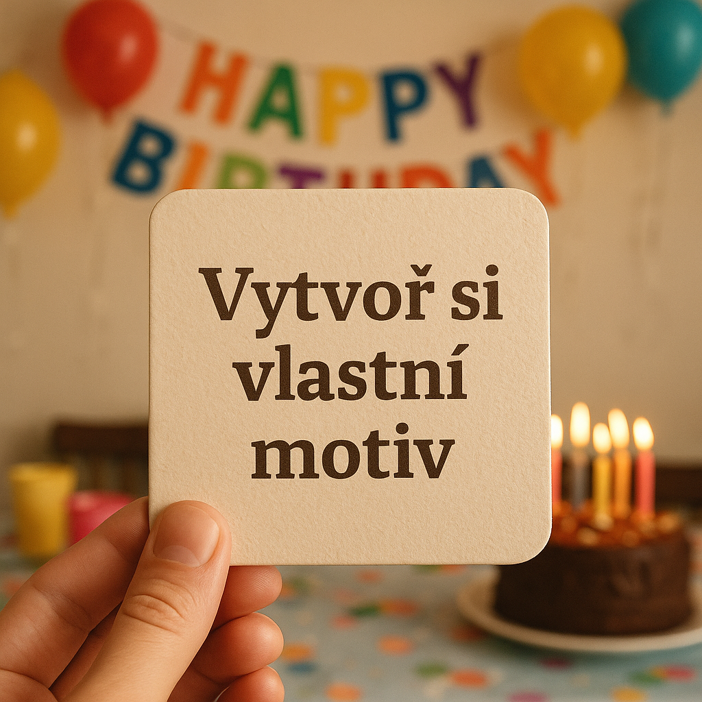 Pivní tácky pro narozeninové oslavy.