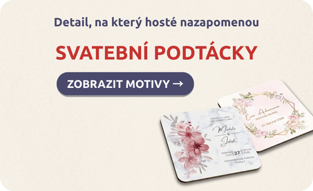 Stylové svatební tácky s originálním potiskem, které zaujmou a podtrhnou atmosféru každého posezení.