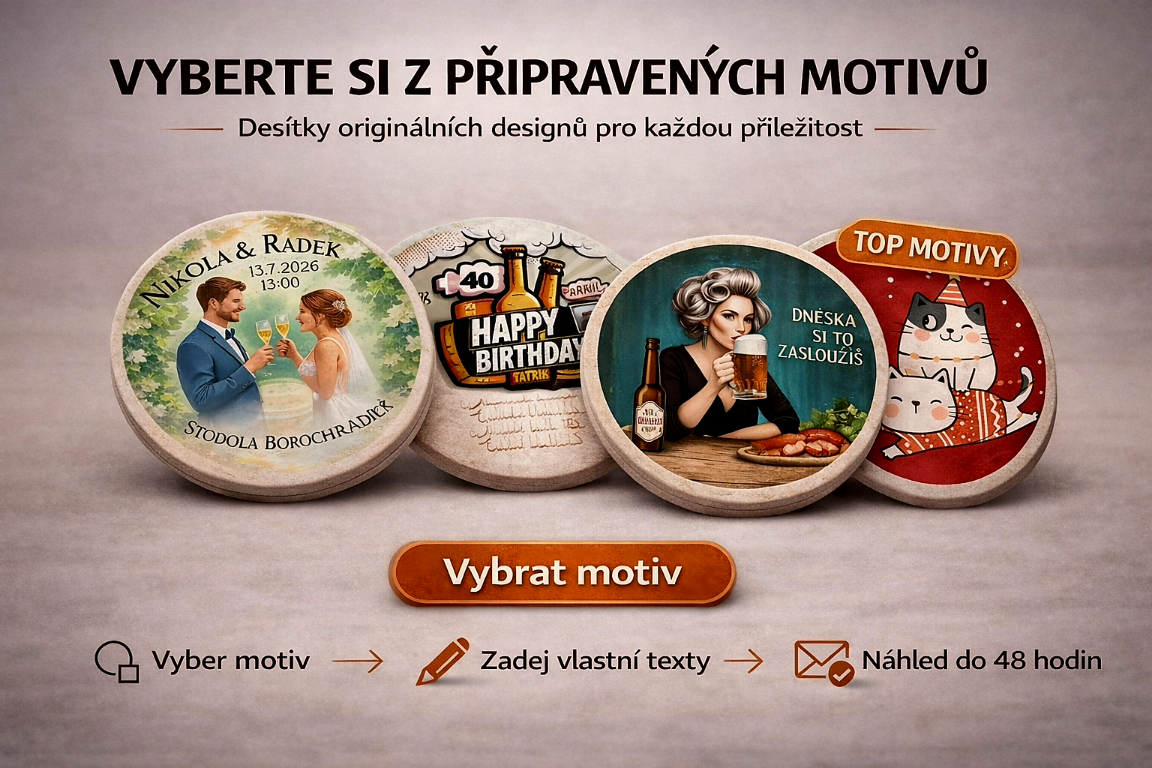 Stylové pivní tácky s originálním potiskem, které zaujmou a podtrhnou atmosféru každého posezení.