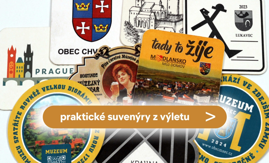 Stylové tácky na míru pro města, obce, muzea i chráněnné krajinné oblasti. Pivní tácky s příběhem místa pro veřejné instituce i CHKO.