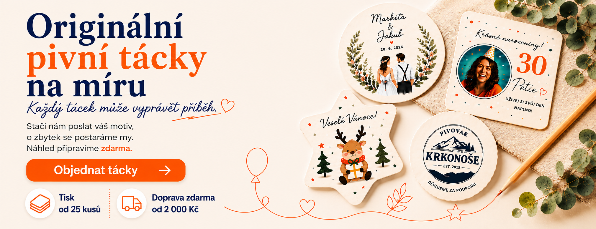 Pivní tácky s potiskem na míru pro hotely, restaurace, kluby a instituce