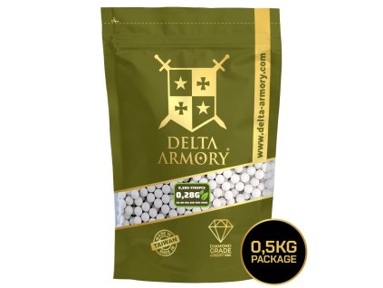 Delta Armory airsoftové kuličky BIO Diamond 0,28g 0,5Kg - bílé