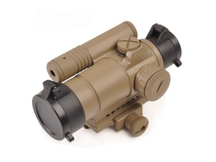 Kolimátor Aim-O M4 Red/Green Dot s indikátorem - Dark Earth