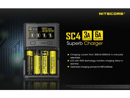 5118 nitecore sc4 digitalni rychlonabijecka ctyri nezavisle pozice nabiji li ion ni mh ni cd 12 230v