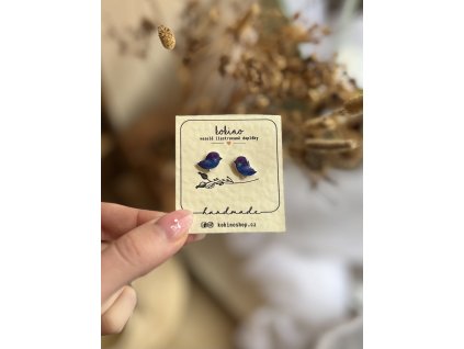 PTÁČEK MODRÝ - náušnice puzetky