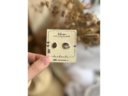 Kafíčko a zrnko - náušnice puzetky