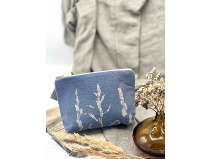 Lněná taštička - Modrá