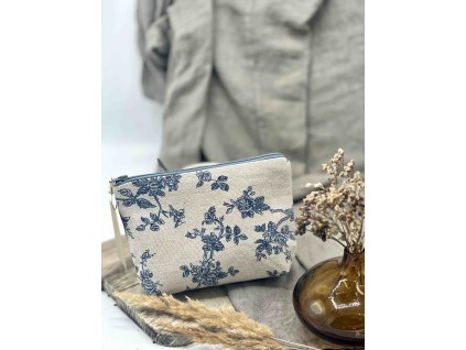 Lněná taštička - Květinový vzor