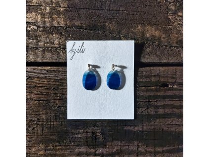 Náušnice akvarelové - modré kulaté