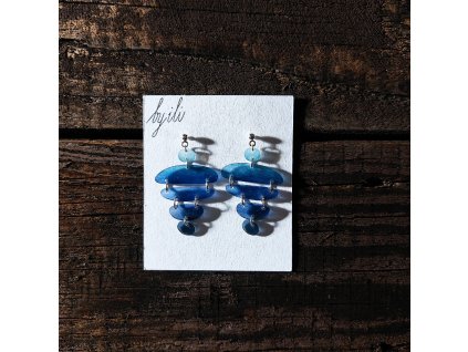Náušnice akvarelové S - modré
