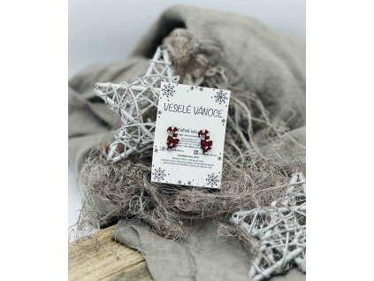 Dřevěné Vánoční náušnice - Lízátka