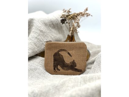 Lněná peněženka -Kočka