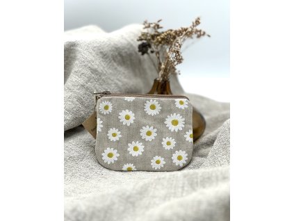 Lněná peněženka - Sedmikrásky