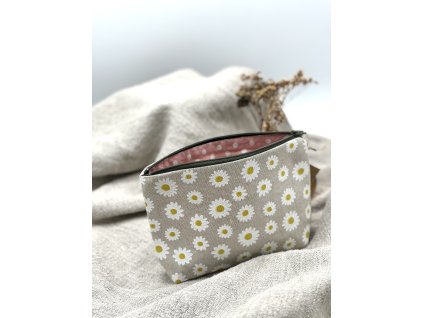 Lněná taštička - Sedmikrásky