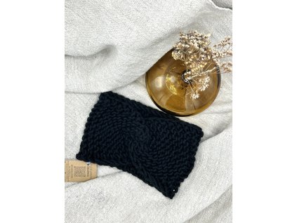 Pletená čelenka - černá