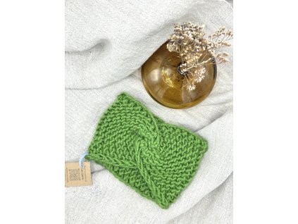 Pletená čelenka - zelená