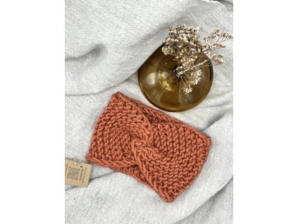 Pletená čelenka - oranžová