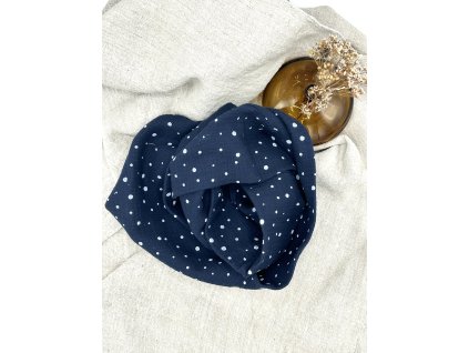 Mušelínový tunel - tmavě modrý s puntíky