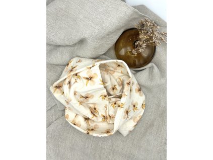 Mušelínový tunel - krémový s květinkami