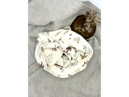 Mušelínový tunel - krémový s lístky a ptáčky