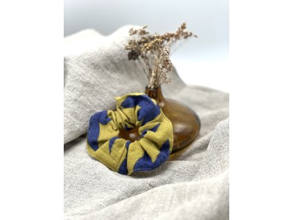 Mušelínová gumička - hořčicovo-modrá