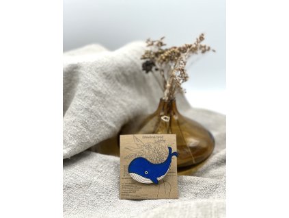 Dřevěná brož - Velryba