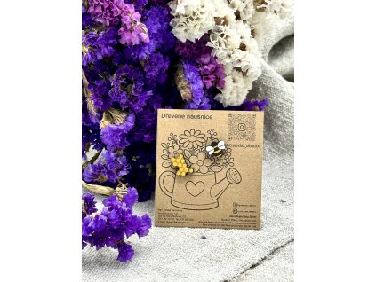 Dřevěné náušnice - Včelka a plástev