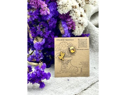 Dřevěné náušnice - Med a plástev