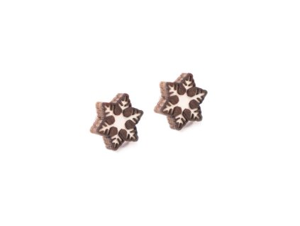 drevene brunn snowflake nausnice