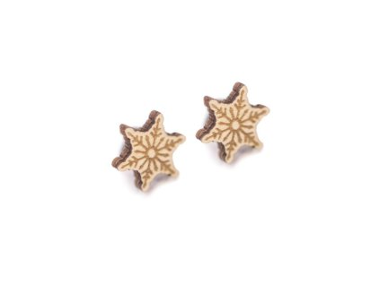 drevene snowflake nausnice