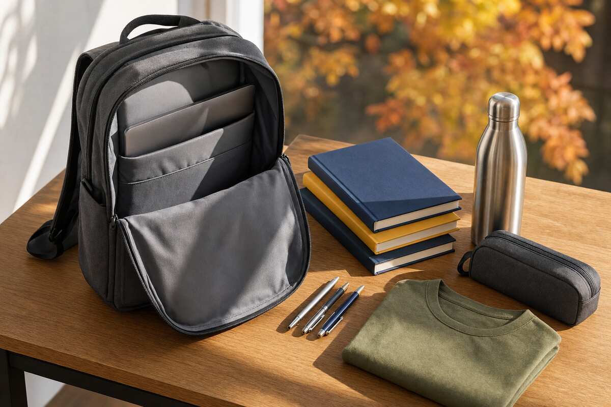 Back to School balíček TAEDA — batoh, notesy, láhev, penál, tričko a propisky připravené na nový školní rok