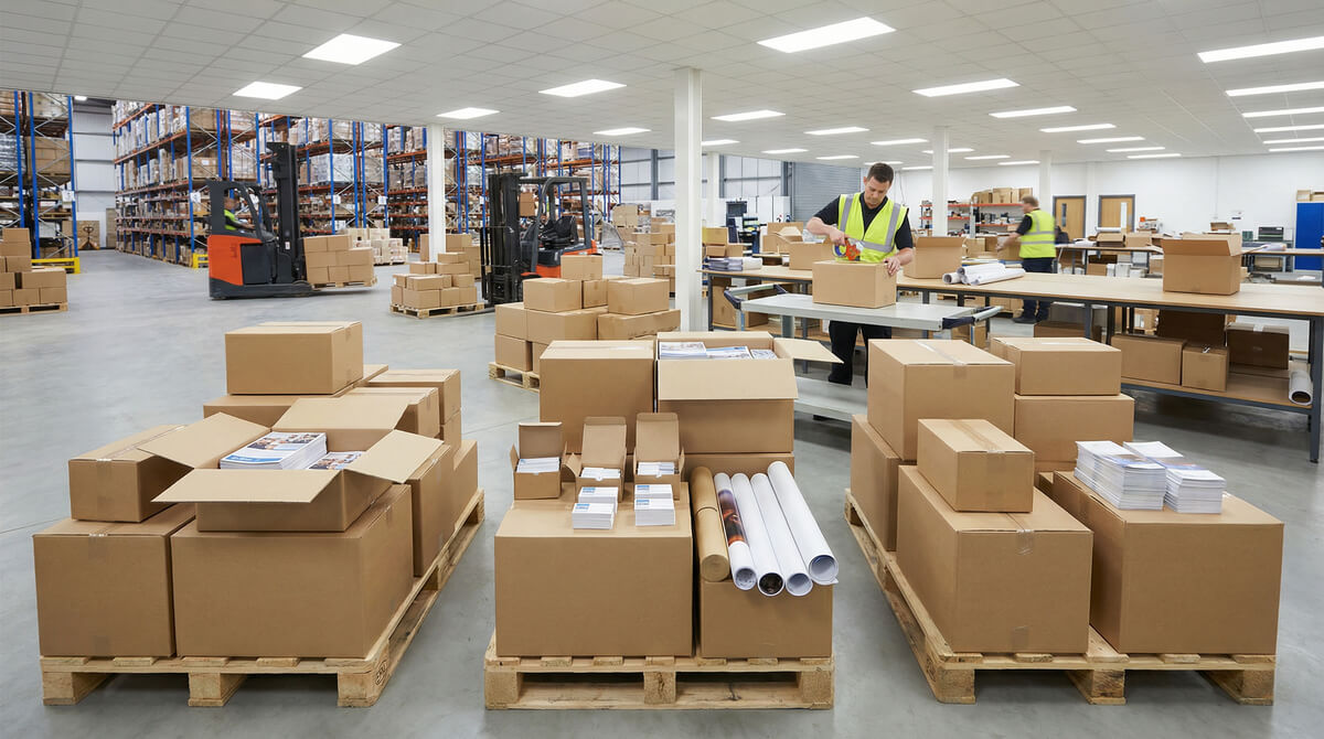 Hotové tiskoviny připravené k expedici do Kladna a po celém Středočeském kraji