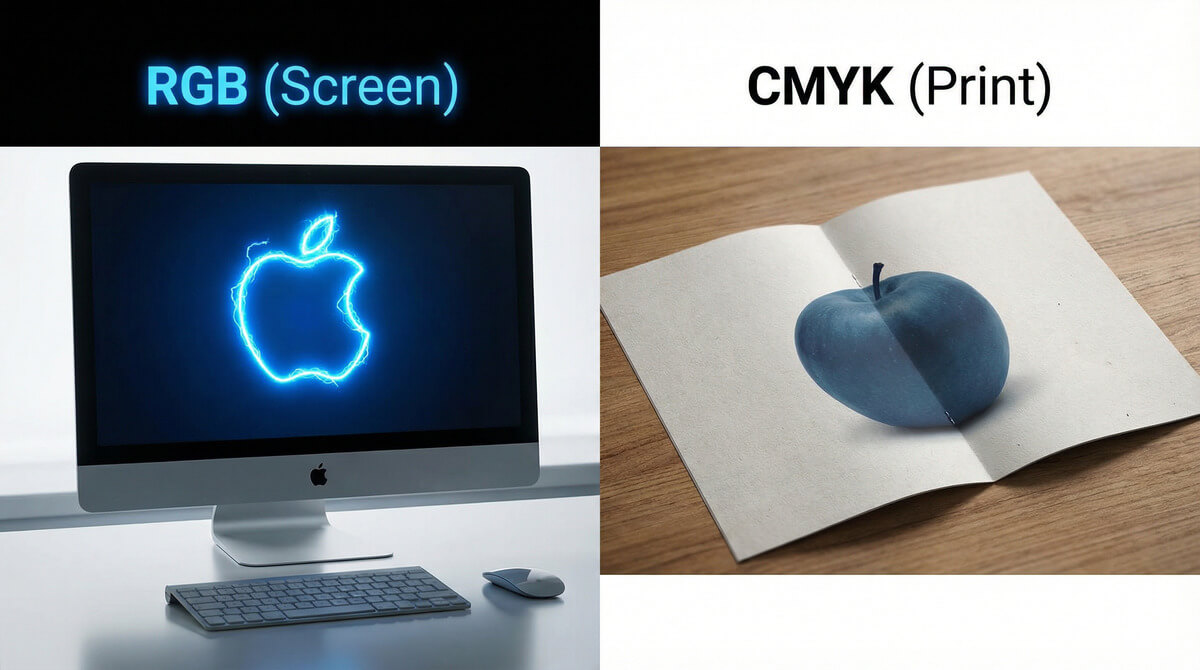 Porovnání RGB (monitor) a CMYK (tisk): Proč jsou barvy v tisku méně zářivé