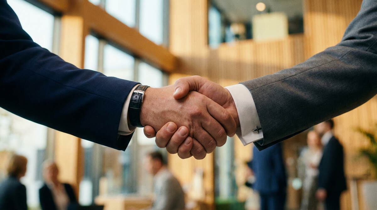 Spolehlivý velkoobchod reklamních předmětů TAEDA – podání ruky symbolizující B2B partnerství