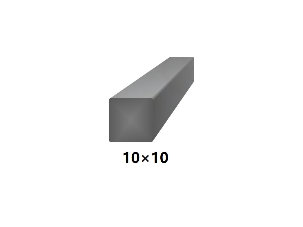 Čtyřhranná plná ocelová tyč 10x10 mm (čtvercová), bez povrchové úpravy