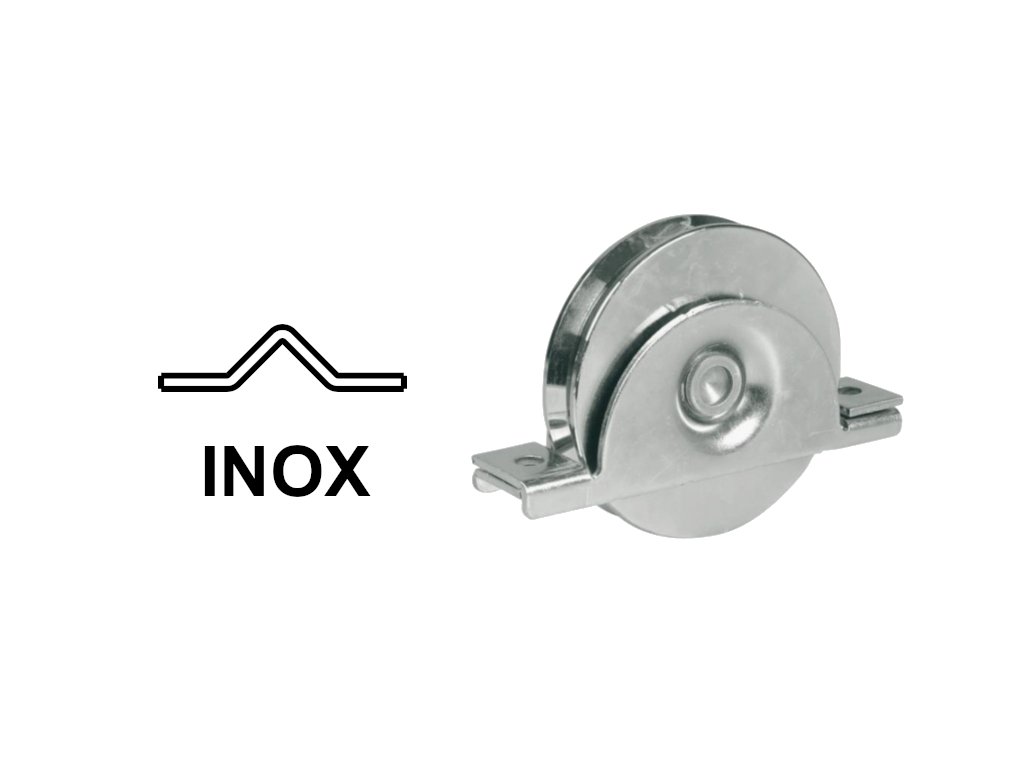 IBFM INOX zapuštěné kolo kolejnicových vrat z nerezové oceli ve tvaru V pro šroubování