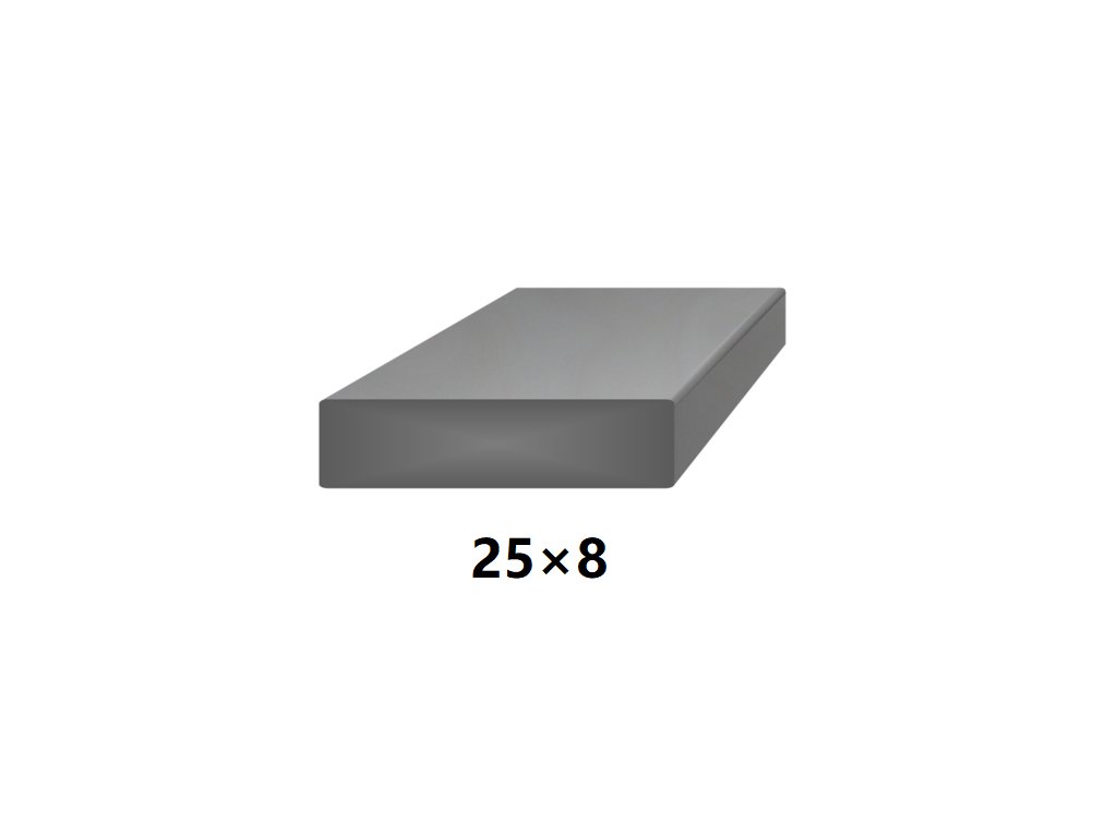 Plochá plná ocelová tyč 25x8 mm (páskovaná), bez povrchové úpravy