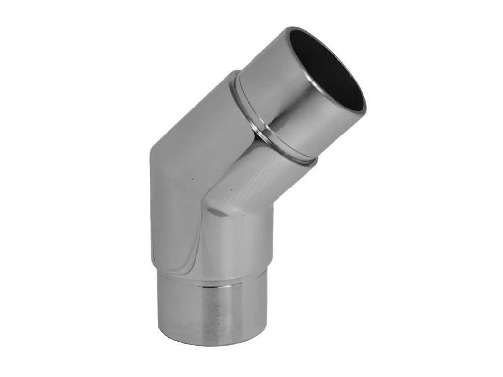 Nerezová 45° rohová spojka pro spojení dvou trubek ⌀42,4x2mm, AISI304, leštěná