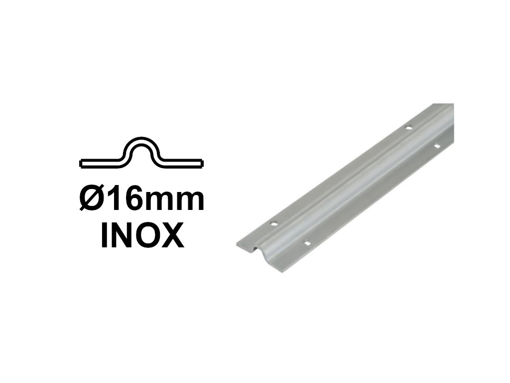 INOX Kolejnice Ø16 mm pro U-šroubovou lištu, ve tvaru U