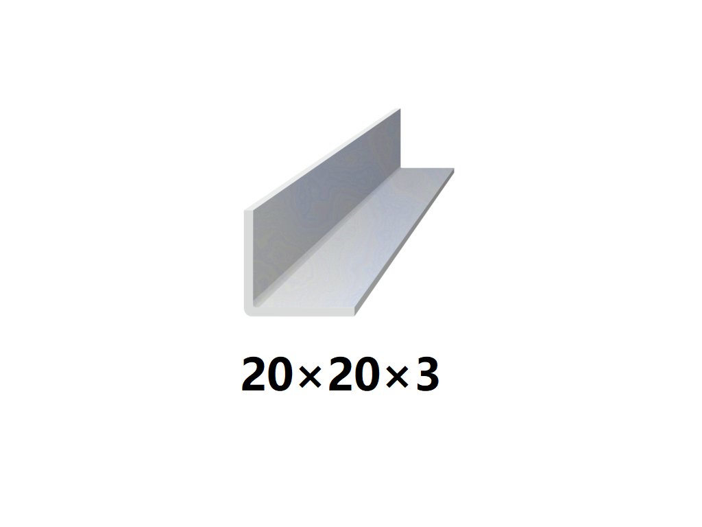 Ocelová tyč ve tvaru L 20x20x3 (profil L), bez povrchové úpravy