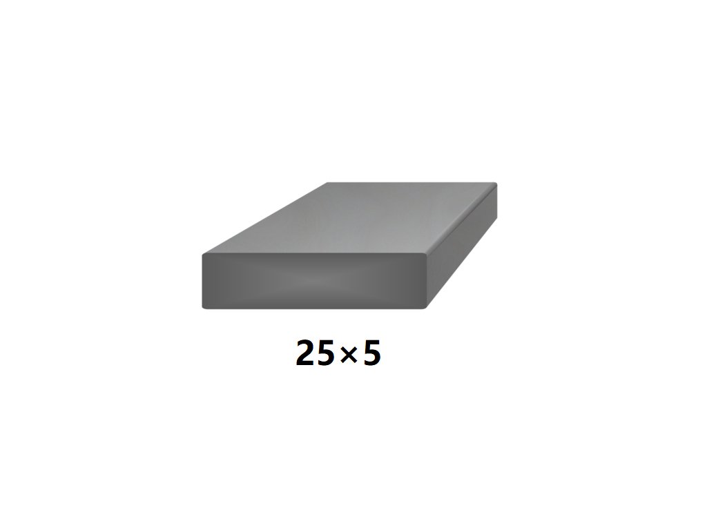 Plochá plná ocelová tyč 25x5 mm (páskovaná), bez povrchové úpravy