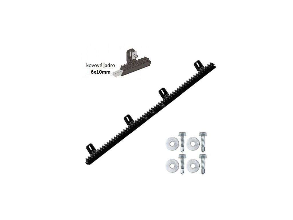 Zubatý hřeben z nylonu 26x19mm, s kovovým jádrem 6x10mm, M4
