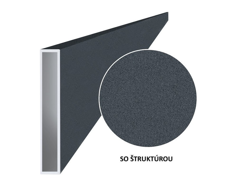 Obdélníkový hliníkový žok 100x20x1,5 mm, antracit RAL7016 s texturou