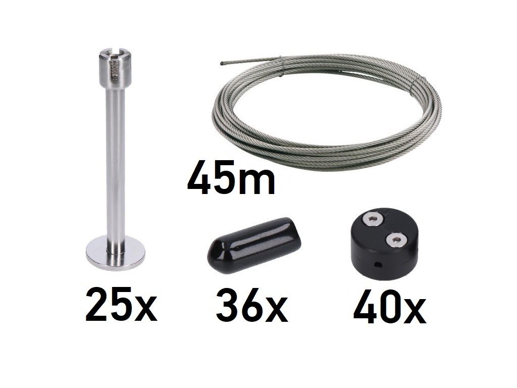Zelená nástěnná sada 2000x2000mm, 4mm drát, nerezová ocel s plastovými spojkami
