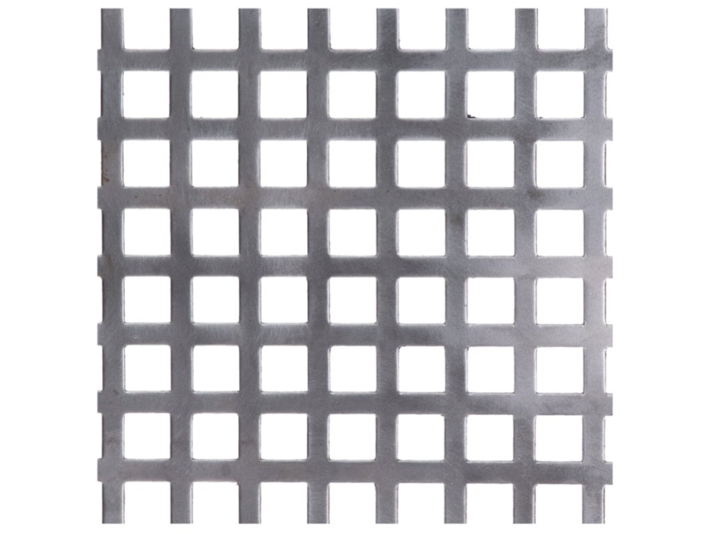 Čtvercový perforovaný plech s otvorem 10x10mm, rozteč 15mm, tloušťka 2mm, FE