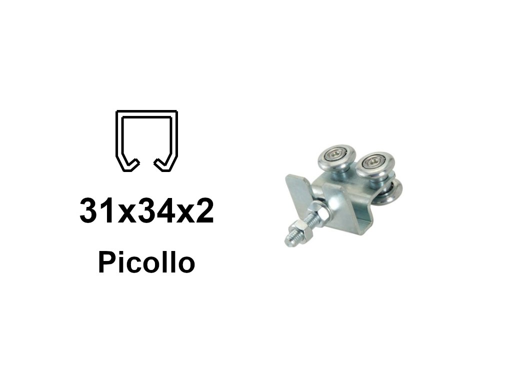 Vozík pro výklopná vrata 4 role s podstavcem pro profil 34×31×2,0