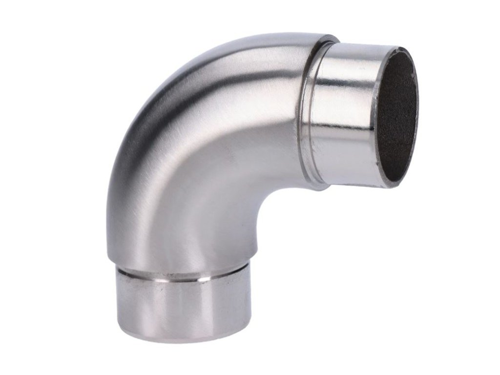 Oblouková spojka z nerezové oceli 90° pro pravoúhlé spojení dvou trubek ⌀42,4x2mm, AISI304, abrazivní