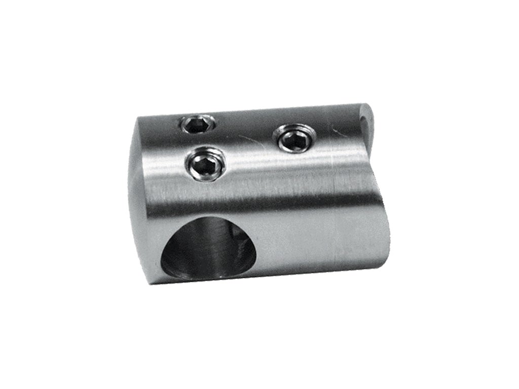 Spojovací držák trubky/tyče z nerezové oceli ⌀12 mm s uchycením na sloupek/zábradlí ⌀42,4 mm, AISI304, abrazivní