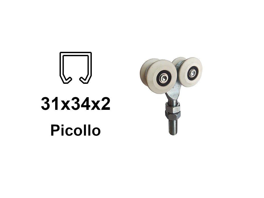 Vozík pro výklopná vrata 4 kolečka pro profil 34×31×2,0 nylonová kolečka, ECO