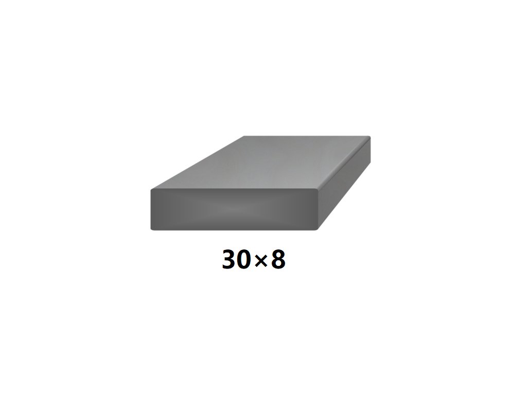 Plochá plná ocelová tyč 30x8 mm (páskovaná), bez povrchové úpravy